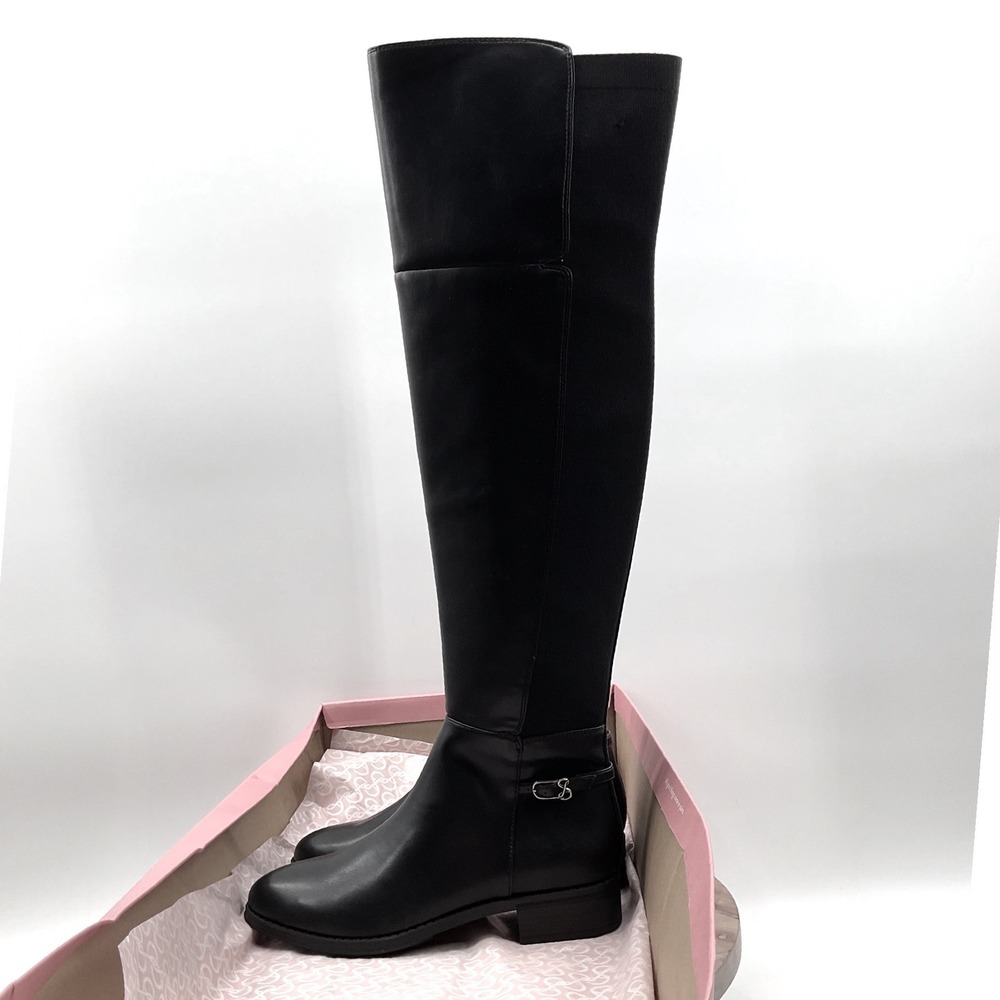 Sam and Libby Womens Black Over The Knee Stretch Back Riding Boots Size 8.5